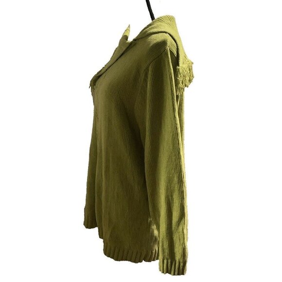 Knit & Pearl Women Cable Knit Sweater Size 1X Green Angel Flap Style Collar - Picture 7 of 12